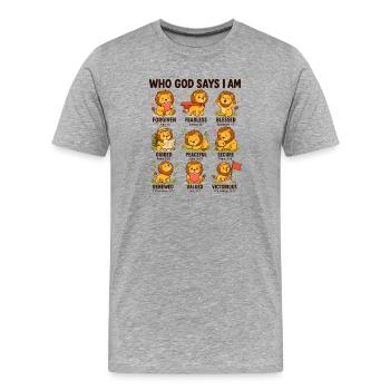 avec qui Dieu dit que je suis un verset biblique du lion - T-shirt bio Premium Homme - gris chiné - Devant - Damien (186cm)