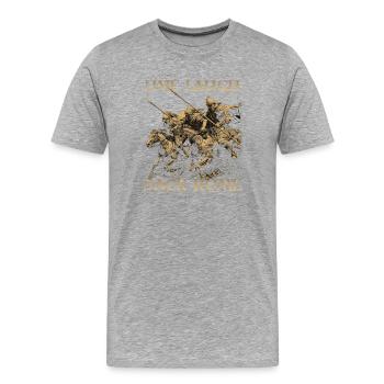 Gothic Horseman Antique Humor Tee | Gothic Cavalry - Men's Premium Organic T-Shirt - heather grey - Front - Damien (186cm)