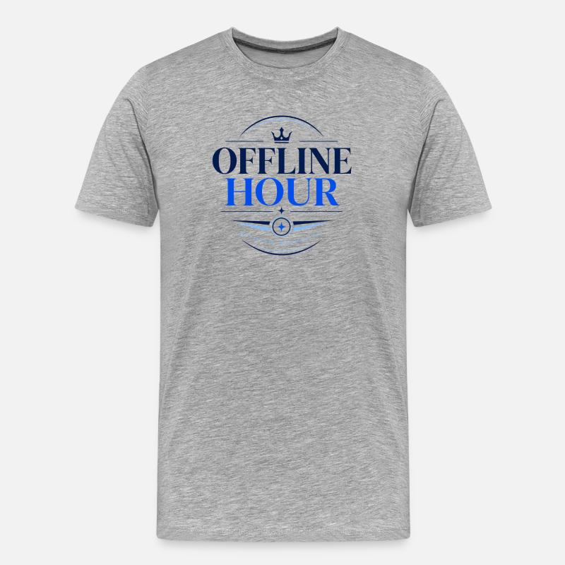 Offline-Stunden-Kronenabzeichen - Männer Premium Bio T-Shirt - Grau meliert