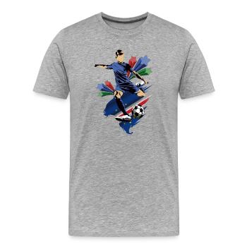 Cap-Vert - Cap-Vert - Drapeau - T-shirt bio Premium Homme - gris chiné - Devant - Damien (186cm)
