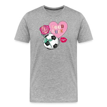 I love football - Men's Premium Organic T-Shirt - heather grey - Front - Damien (186cm)