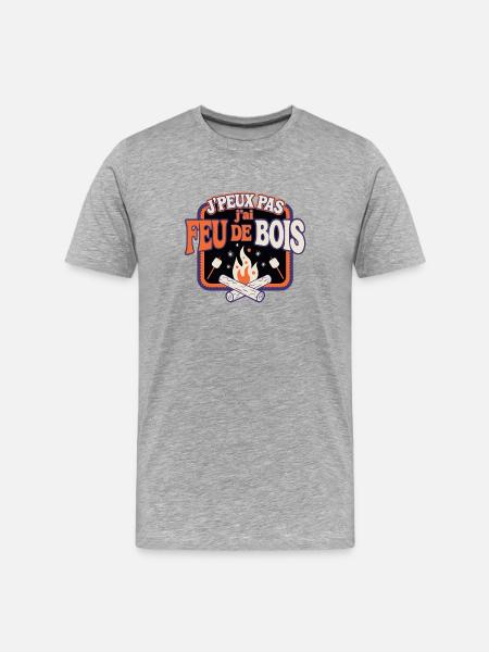 Jpeux pas j'ai feu de bois - T-shirt bio Premium Homme - gris chiné