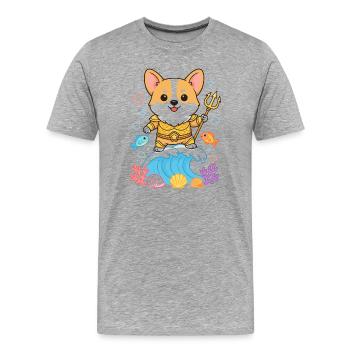 Corgi Dog Aquarius Zodiac Astrology - Men's Premium Organic T-Shirt - heather grey - Front - Damien (186cm)