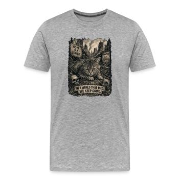 Cats in Ruins: Survival - Men's Premium Organic T-Shirt - heather grey - Front - Damien (186cm)