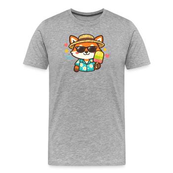 Kühl Fox Hawaii-Sommer - Männer Premium Bio T-Shirt - Grau meliert - Vorne - Damien (186cm)