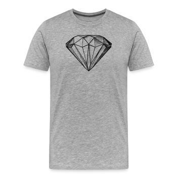 Diamant Edelstein Kristall Design - Illustration - Männer Premium Bio T-Shirt - Grau meliert - Vorne - Damien (186cm)