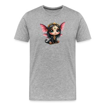 Chibi-Schmetterlingsfee mit Juwelen - Männer Premium Bio T-Shirt - Grau meliert - Vorne - Damien (186cm)