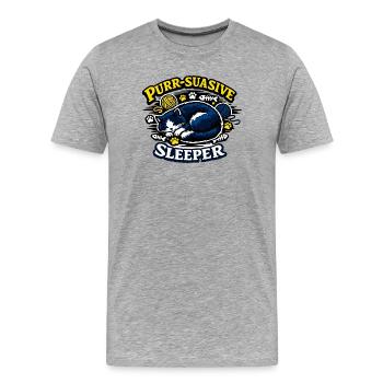 Purr-Suasive Sleeper Cat - Men's Premium Organic T-Shirt - heather grey - Front - Damien (186cm)
