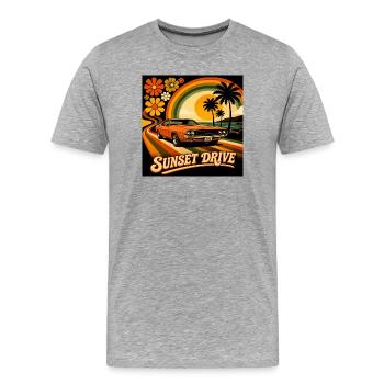 Retro Sunset Drive Classic Muscle Car | Vintage 70 - Männer Premium Bio T-Shirt - Grau meliert - Vorne - Damien (186cm)