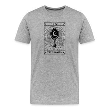 INFJ | Personnalité des cartes de tarot - T-shirt bio Premium Homme - gris chiné - Devant - Damien (186cm)