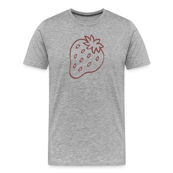 Strawberry Minimal Line Art - Männer Premium Bio T-Shirt - Grau meliert - Vorne - Damien (186cm)