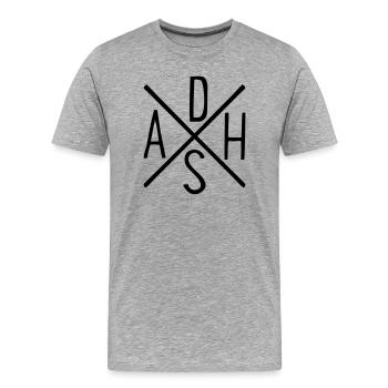 ADHS - Männer Premium Bio T-Shirt - Grau meliert - Vorne - Damien (186cm)