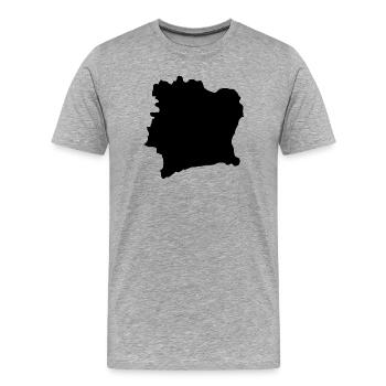 Carte de la Côte d’Ivoire - T-shirt bio Premium Homme - gris chiné - Devant - Damien (186cm)