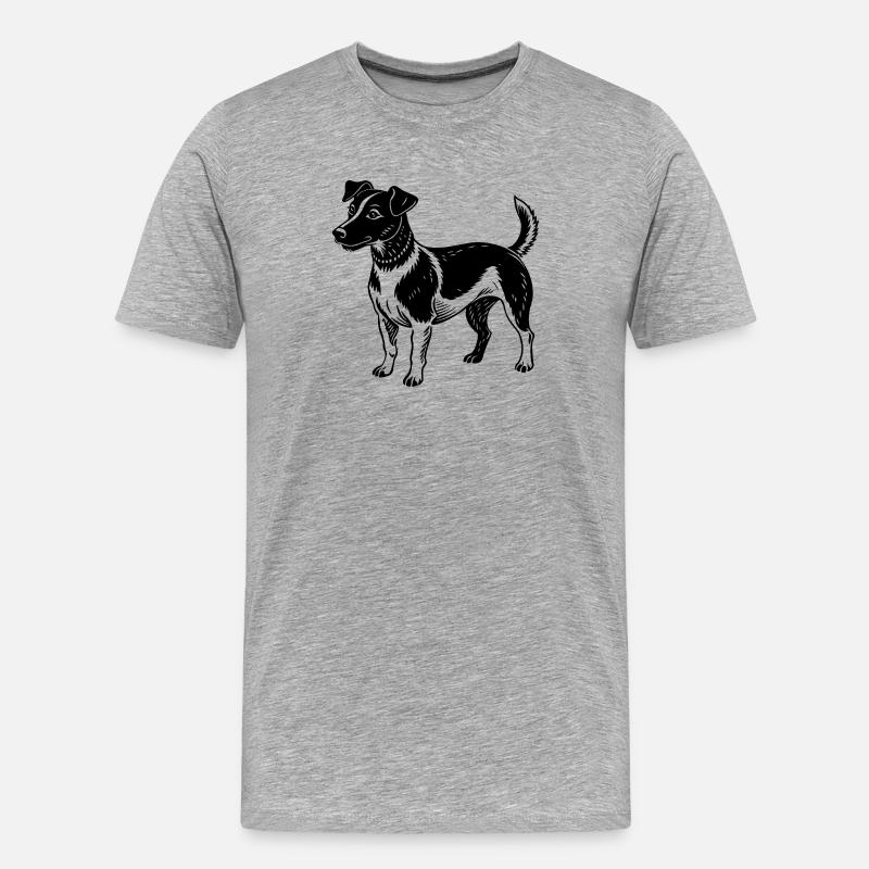 Jack Russel - Männer Premium Bio T-Shirt - Grau meliert