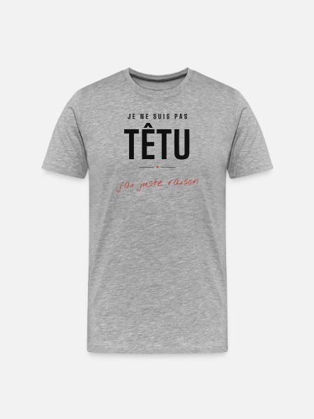 Têtu mais Raisonné Graphic - T-shirt bio Premium Homme - gris chiné