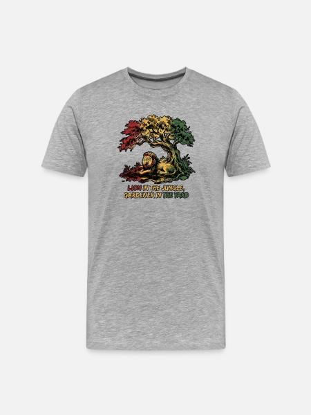 Roots Lion Garden - Men's Premium Organic T-Shirt - heather grey