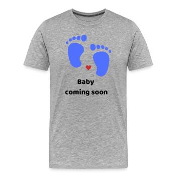 Baby coming soon | blue - Männer Premium Bio T-Shirt - Grau meliert - Vorne - Damien (186cm)
