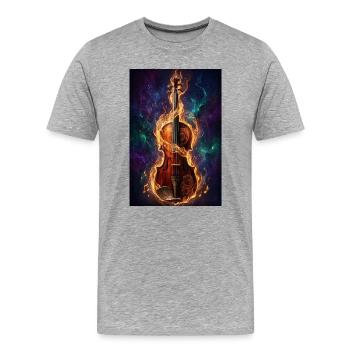 Inferno-Geige im Kosmos - Männer Premium Bio T-Shirt - Grau meliert - Vorne - Damien (186cm)