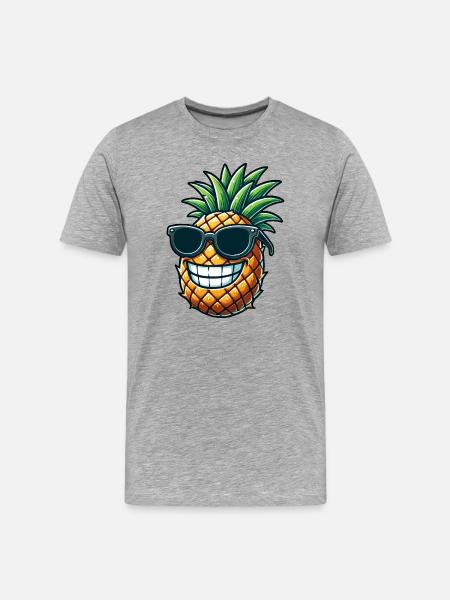 Funny Pineapple with Sunglasses Cartoon - Men's Premium Organic T-Shirt - heather grey