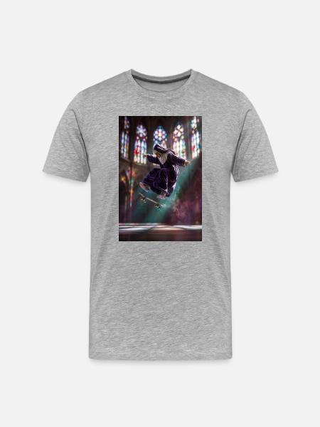 Nun Skater in Stained Light - Men's Premium Organic T-Shirt - heather grey
