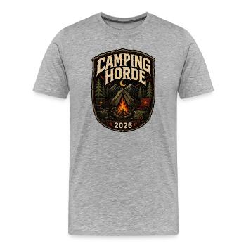 Camping Horde 2026 Metal Festival Camp Badge - Men's Premium Organic T-Shirt - heather grey - Front - Damien (186cm)