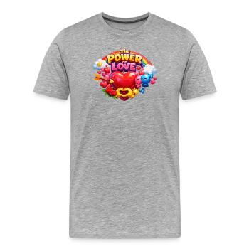 Kraft der Liebe Herz Regenbogen - Männer Premium Bio T-Shirt - Grau meliert - Vorne - Damien (186cm)
