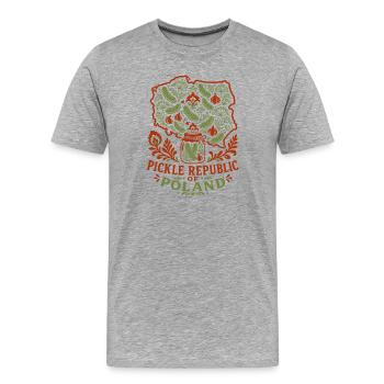 Pickle-Republik Polen - Männer Premium Bio T-Shirt - Grau meliert - Vorne - Damien (186cm)