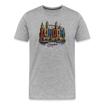 London Mosaic Letters - Men's Premium Organic T-Shirt - heather grey - Front - Damien (186cm)