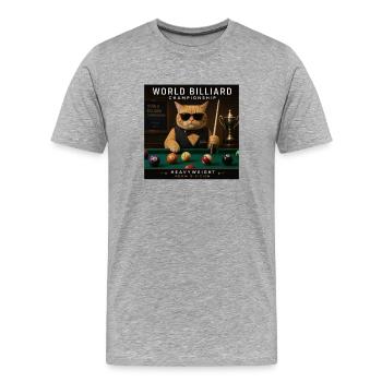 Katze spielt Billard in der Lounge Cool Lustig - Männer Premium Bio T-Shirt - Grau meliert - Vorne - Damien (186cm)