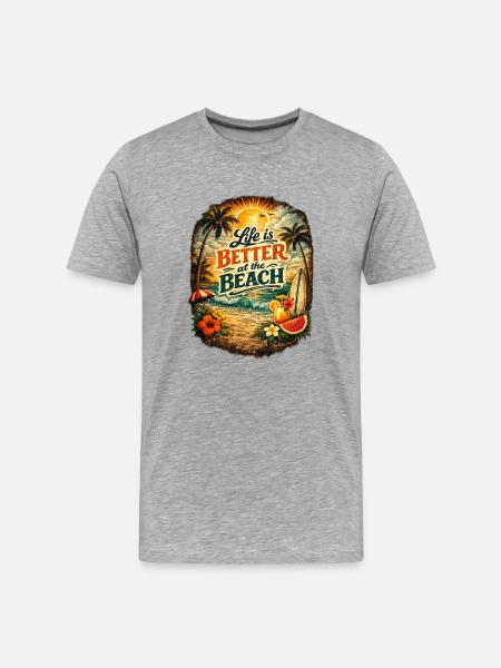 Life is better on the beach - Men's Premium Organic T-Shirt - heather grey