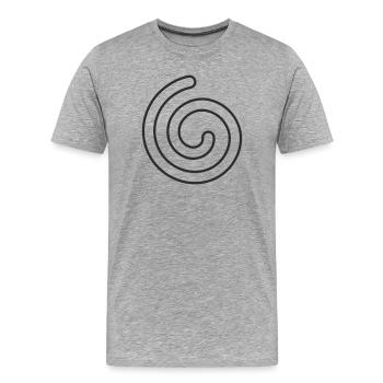 Spirale – Symbol für Leichtigkeit & Entwicklung - Männer Premium Bio T-Shirt - Grau meliert - Vorne - Damien (186cm)
