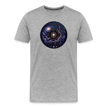 Arbre cosmique de la vie, nous sommes tous faits de matière stellaire - T-shirt bio Premium Homme - gris chiné - Devant - Damien (186cm)