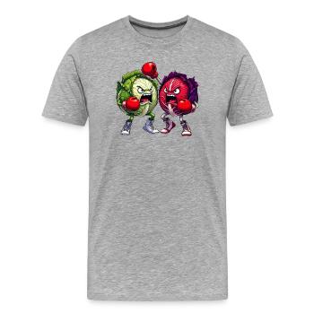 Boxing Cabbages - Men's Premium Organic T-Shirt - heather grey - Front - Damien (186cm)