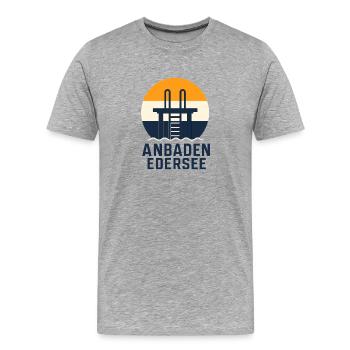 Anbaden Edersee Retro Sunset Lake Swimming Germany - Männer Premium Bio T-Shirt - Grau meliert - Vorne - Damien (186cm)