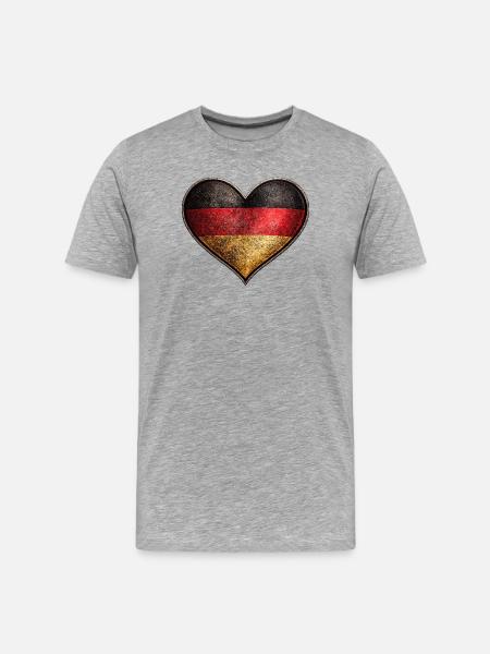 Deutschland Herz - Männer Premium Bio T-Shirt - Grau meliert