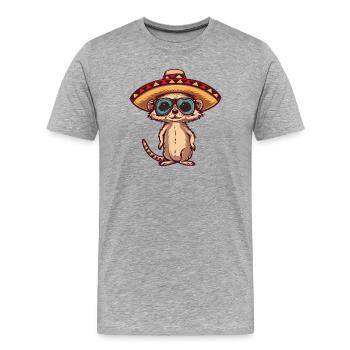 Meerkat Funny Sombrero - Men's Premium Organic T-Shirt - heather grey - Front - Damien (186cm)
