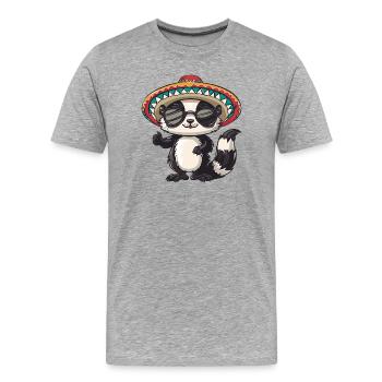 Stinktier Lustig Sombrero - Männer Premium Bio T-Shirt - Grau meliert - Vorne - Damien (186cm)