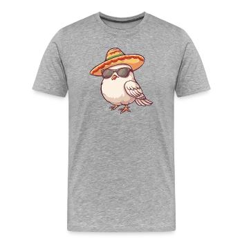 Taube Vogel Lustig Sombrero - Männer Premium Bio T-Shirt - Grau meliert - Vorne - Damien (186cm)