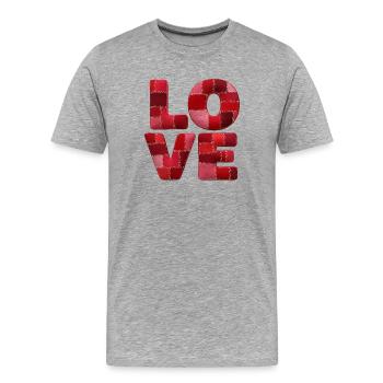 Patchwork Love Lettering - Men's Premium Organic T-Shirt - heather grey - Front - Damien (186cm)