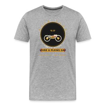 MotoClub Liberté Plein Gaz - T-shirt bio Premium Homme - gris chiné - Devant - Damien (186cm)