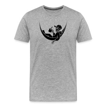 Squelette dans un hamac avec du café - T-shirt bio Premium Homme - gris chiné - Devant - Damien (186cm)
