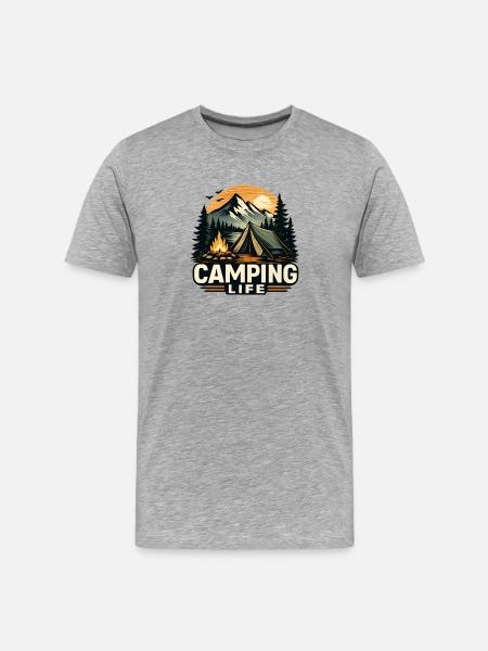 Camping Life Mountain Adventure Design - Men's Premium Organic T-Shirt - heather grey