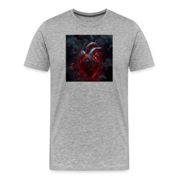Cyberpunk-Herz – Mechanische Biomechanik - Männer Premium Bio T-Shirt - Grau meliert - Vorne - Damien (186cm)