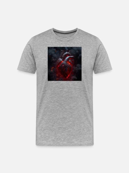 Cyberpunk Heart – Mechanical Biomechanics - Men's Premium Organic T-Shirt - heather grey