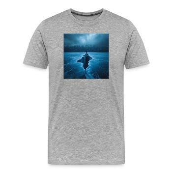 Glace brisée – Solitude au bord - T-shirt bio Premium Homme - gris chiné - Devant - Damien (186cm)