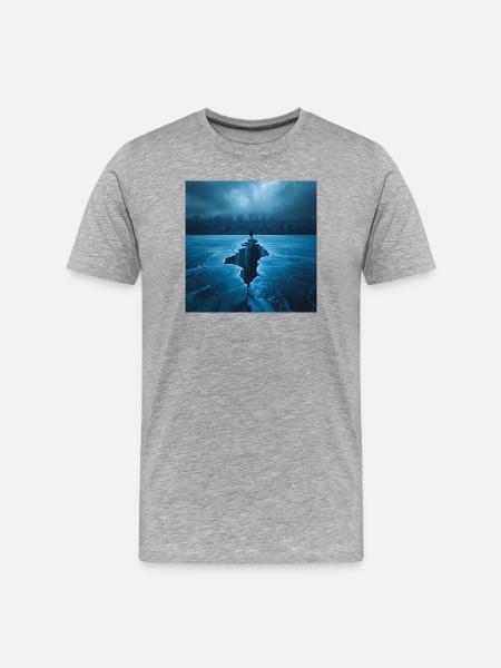 Pęknięty Lód – Samotność na Krawędzi - Men's Premium Organic T-Shirt - heather grey