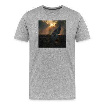 Der gefallene Flügel – Ein Symbol für Verlust und Krieg - Männer Premium Bio T-Shirt - Grau meliert - Vorne - Damien (186cm)