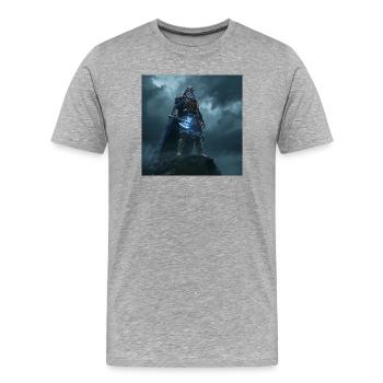 Perun – Slawischer Gott des Donners und des Krieges - Männer Premium Bio T-Shirt - Grau meliert - Vorne - Damien (186cm)