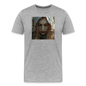 Południca – Slawischer Dämon der Felder und Getreide - Männer Premium Bio T-Shirt - Grau meliert - Vorne - Damien (186cm)