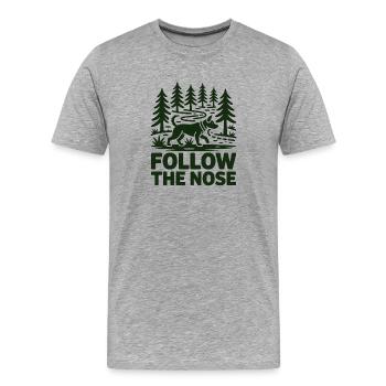 Follow The Nose Dog Nose Work Fun - Men's Premium Organic T-Shirt - heather grey - Front - Damien (186cm)